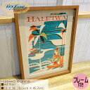 Nick Kuchar ニックカッチャー Haleiwa Wahine Art Print MATTED PRINTS Hawaii Travel Print マットプリント アートプリント ハワイトラベルプリント フレーム付き シングルマット仕上げ 額セット 絵画 ハワイ 正規品