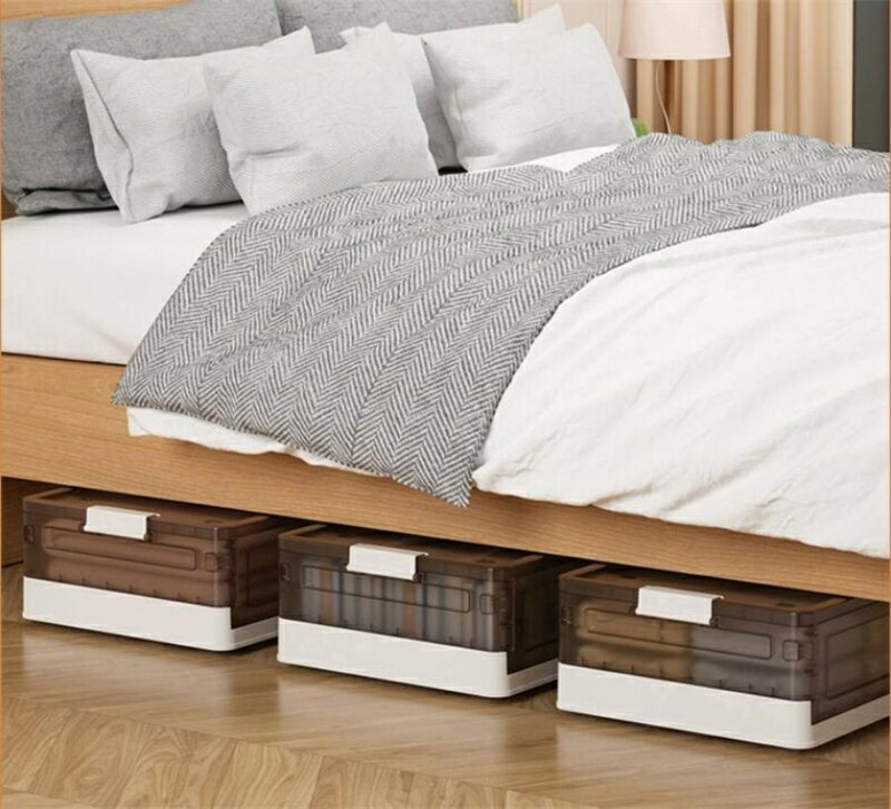 Cupboard - 【送料無料】 収納ボックス ベッド下 高さ17.5cm/20cm 折りたたみ 横置き 収納箱 衣類 引き出し 収納 ベッド下収納 衣装ケース すき間収納 ベッド ベッド下 日用品収納 引っ越し 大容量 おしゃれ 蓋付 透明