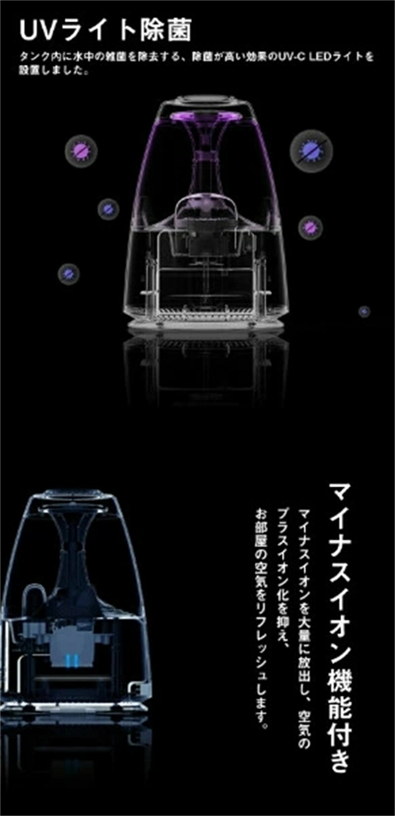 【1500ml大容量】加湿器 卓上 アロマ加湿器 超音波 大容量 上部給水 水漏れ防止構造 UVライト除菌 マイナスイオン空気清浄 省エネ 自動停止機能 乾燥予防 LEDライト付き タイマー付き 超静音 空気清浄機 おしゃれ リビング 寝室 オフィス