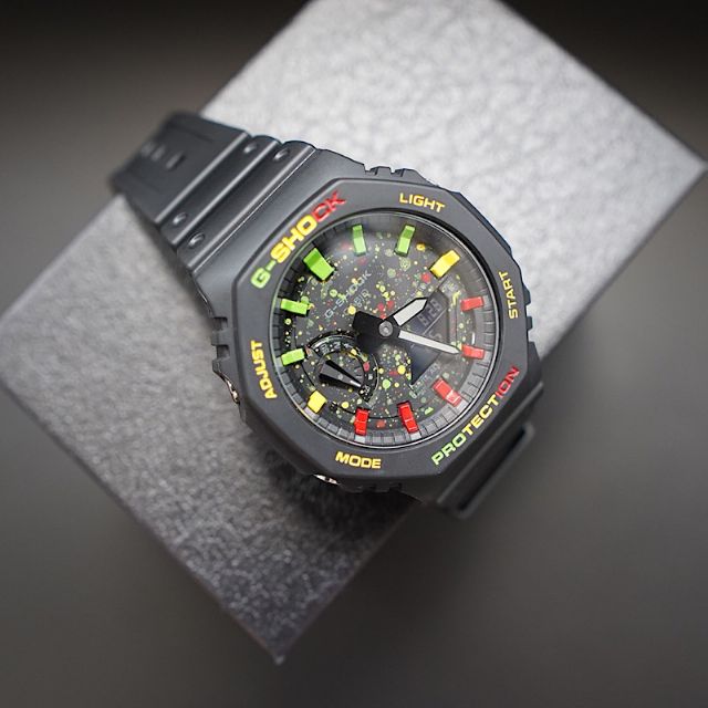 G-shock カシオーク カスタマイズ ga2100-1a1 並行輸入 レゲエカラー 2nd