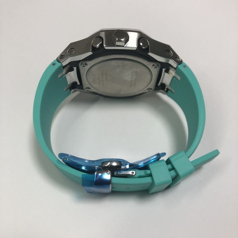GA-2100-7A7 カシオーク　ティファニーブルー　カスタム　MOD 蛍光　ステンレス　ケース　ラバーバンド 保証付き