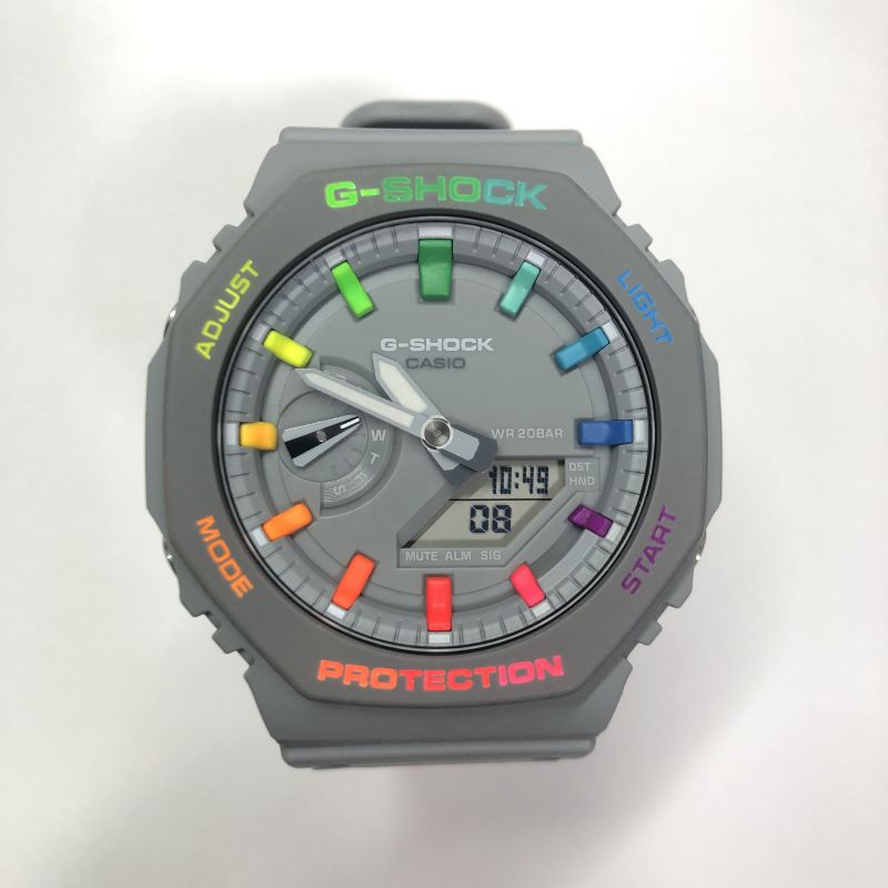 G-shock カシオーク　カスタマイズ　レインボー　カラフル　 GA-2110ET-8A 蛍光