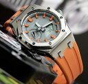 G-shock カシオーク カスタマイズ GA-2110ET-8A シルバーケース オレンジラバーストラップ