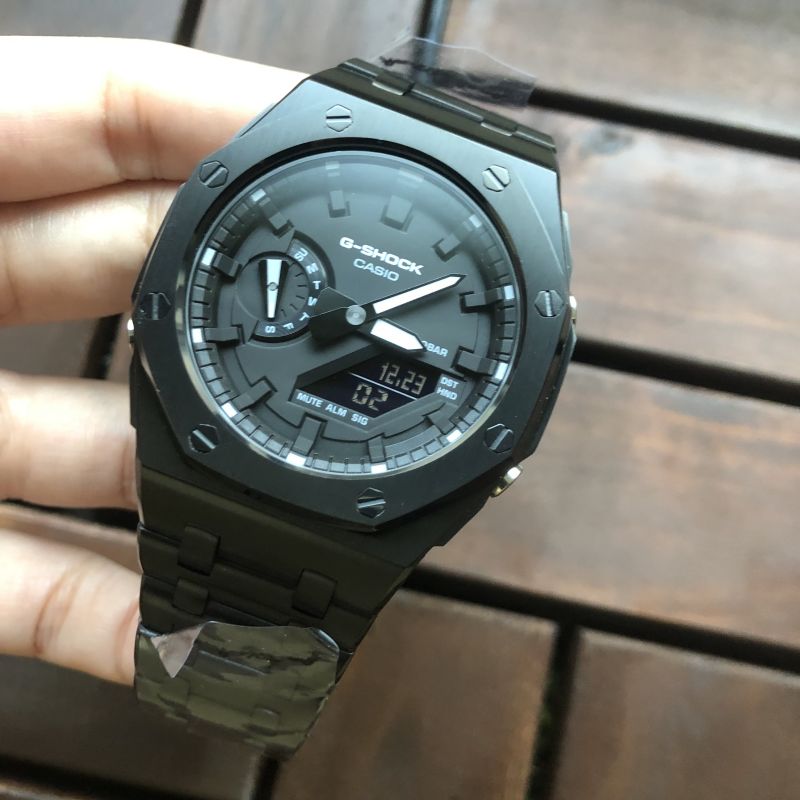 G-shock GA-2100SKE-7 カシオーク　カスタマイズ ステンレスケース クラウンなし　ストラップ　オフショアスタイル