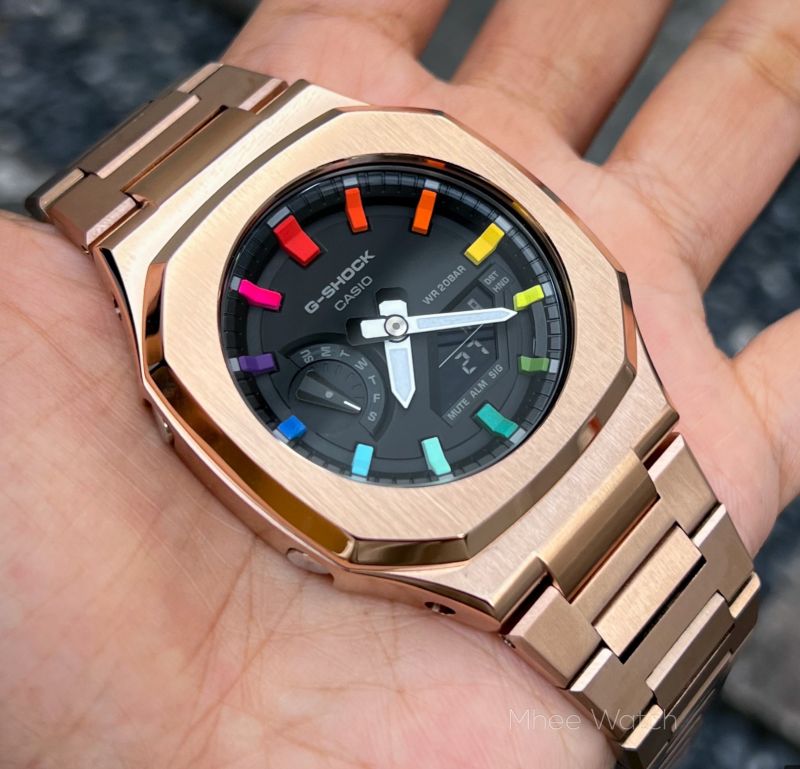 G-SHOCK GA-2100-1A カスタム レインボー ブラック ステンレスケース 保証付き