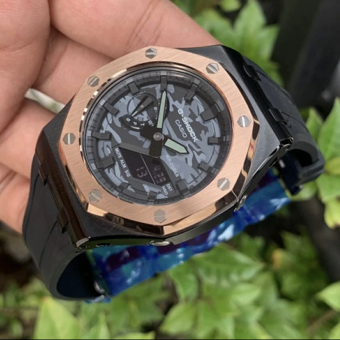 G-shock GA-2100CA-8A カシオーク　ステンレスケース 　ラバーストラップ 　メンズ　時計