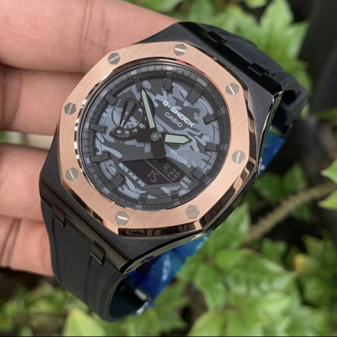 G-shock GA-2100CA-8A カシオーク　ステンレスケース 　ラバーストラップ 　メンズ　時計