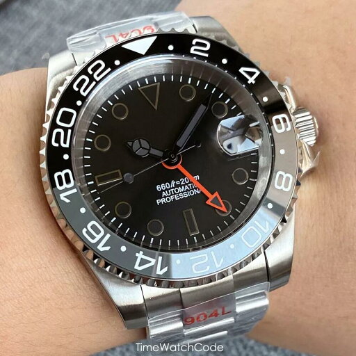 最大2年保証 メンズウォッチ 時計 独自 カスタマイズ MOD NH34 GMT サファイア 保証あり 40mm ブラック 最大2年保証 メンズウォッチ 時計 独自 カスタマイズ MOD NH34 GMT サファイア 保証あり 40mm ブラック