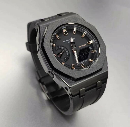 G-shock GMA-S2100-1A カシオーク カスタマイズ ステンレス ラバ-ストラップ ブラック G-shock GMA-S2100-1A カシオーク カスタマイズ ステンレス ラバ-ストラップ ブラック