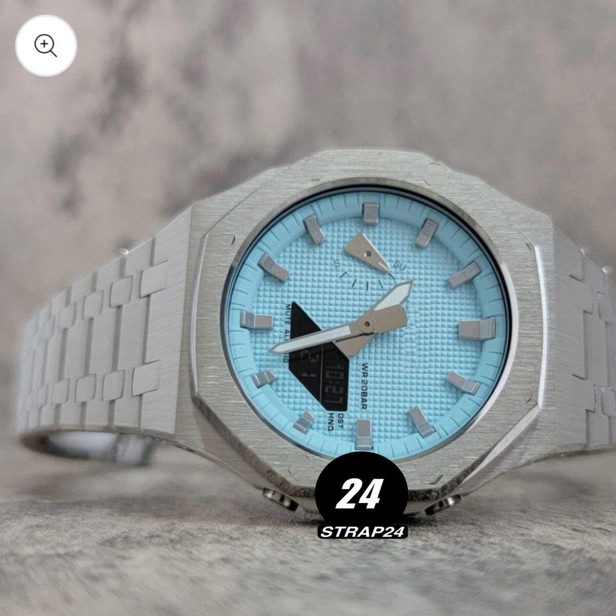 G-shock カシオ 時計 カスタムMOD GA-2100-1A Tブルー ステンレス ケース保証付き