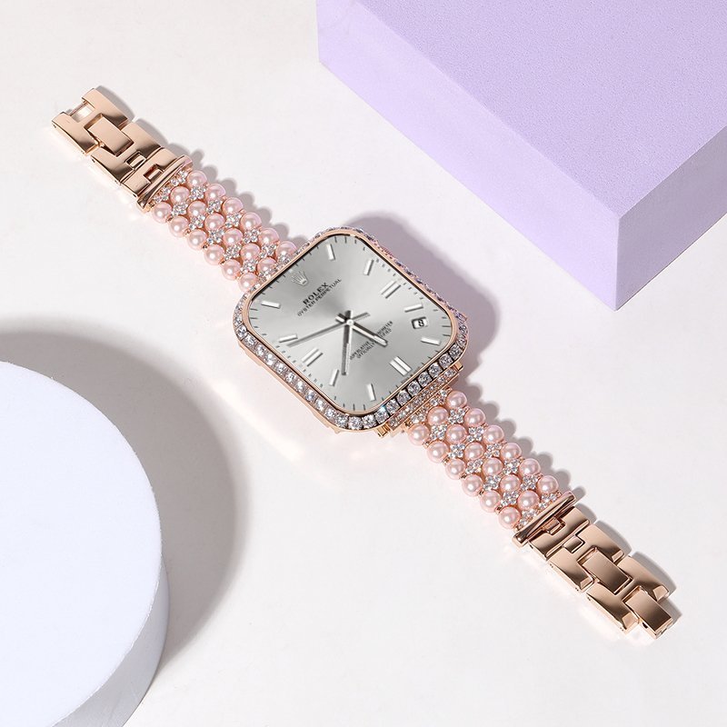 アップル ウォッチ レディース ストラップ ケースセット ハンドメイド 3 4 5 6 se 38mm 40mm 42mm 44mm Apple watch