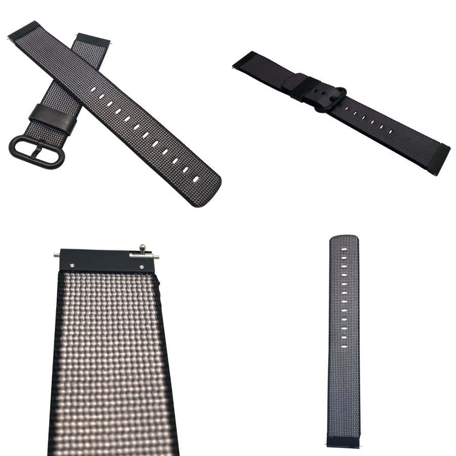 高品質 ナイロン ウォッチ ベルト 20mm 22mm ブラック 2タイプ W&S