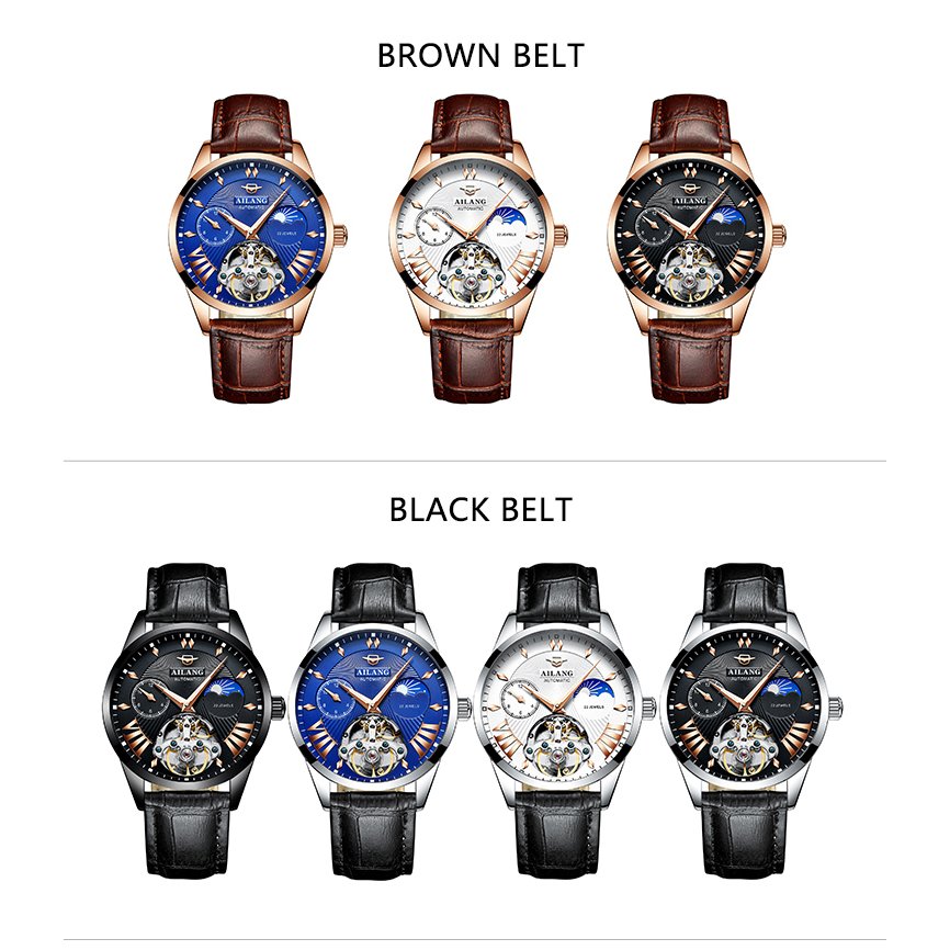 AILANG メンズ 腕時計 ウォッチ 自動巻き 機械式 ルミナスハンズ 一年保証 レザー