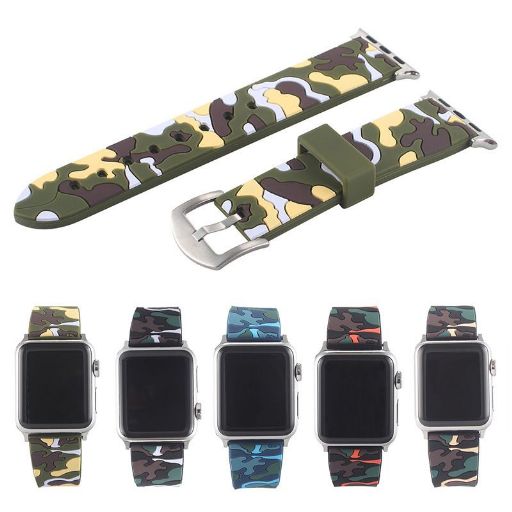 Apple watch アップルウォッチ ストラップ 3 4 5 6 7 SE 42 44mm シンプル マルチデザイン ラバーバンド カモフラージュ