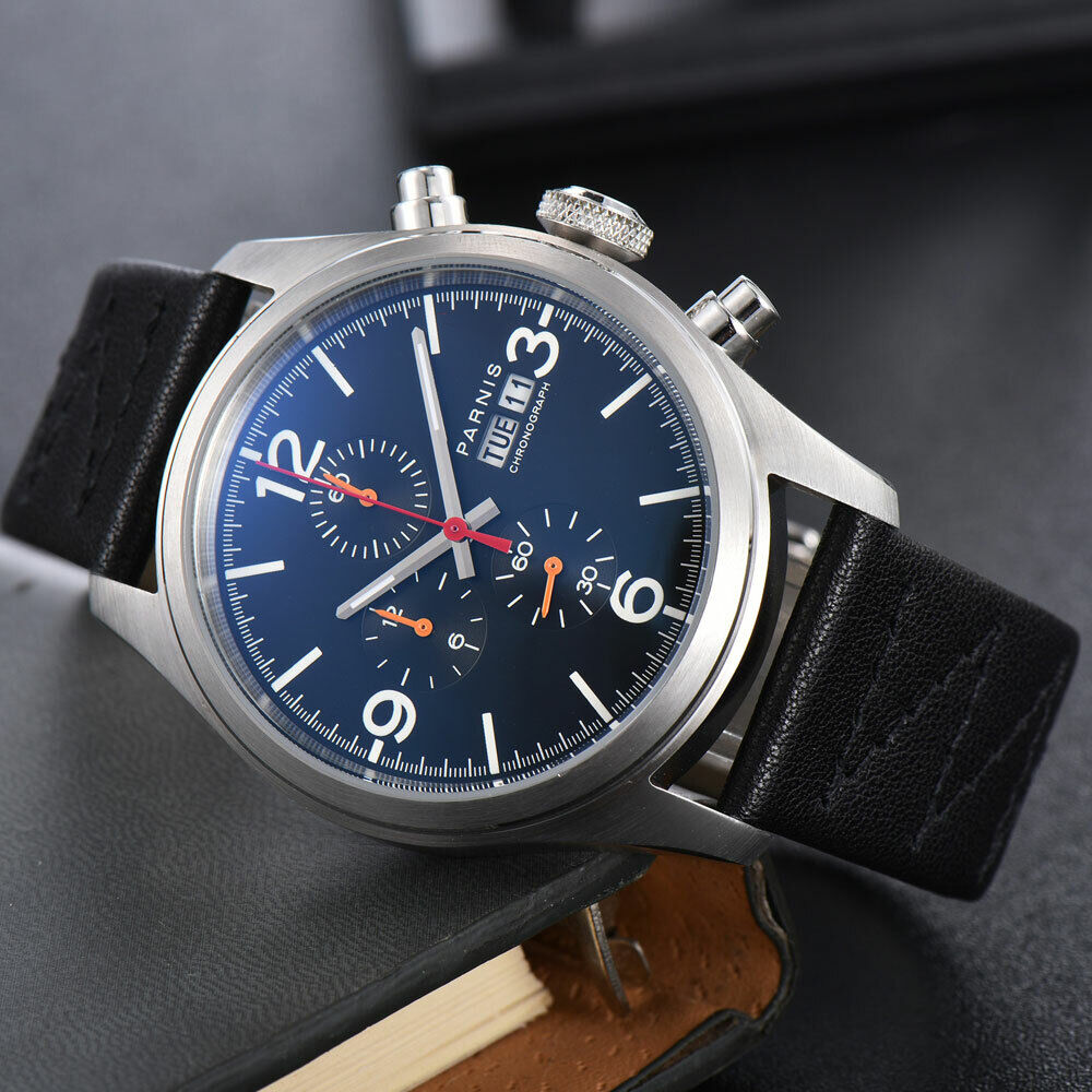 メンズ　時計　特殊ミネラルガラス　 クウォーツ　ポリッシュケース　42MM　1年保証