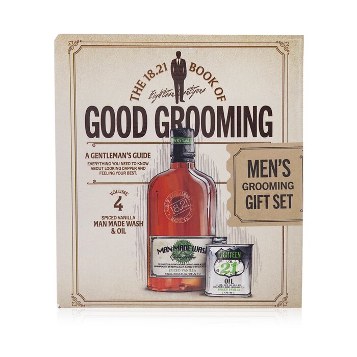 おしゃれなグルーミングセット 【月間優良ショップ】 18.21 マンメイド 18.21 Man Made Book of Good Grooming Gift Set Volume 4: Spiced Vanilla (Wash 532ml + Oil 60ml) 2pcs【海外通販】