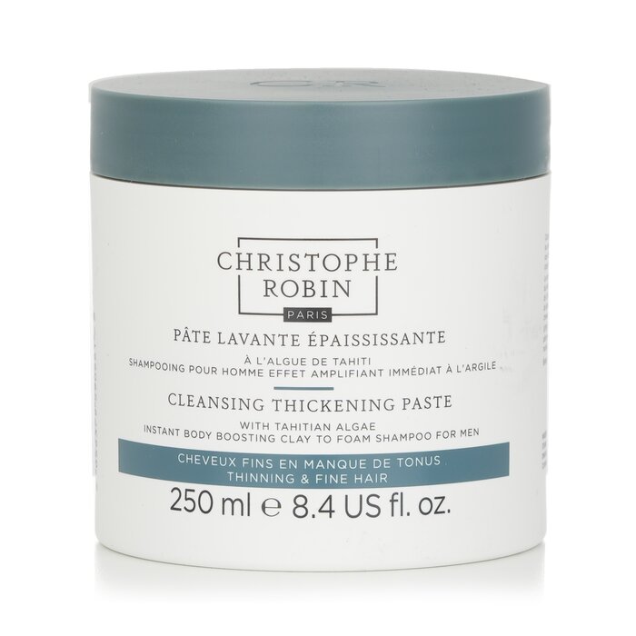 【月間優良ショップ】 Christophe Robin Cleansing Thickening Paste with Tahitian Algae For Men (Instant Body Boosting Clay to Foam Shampoo) - Thinning Fine Hair 250ml/8.4oz【海外通販】