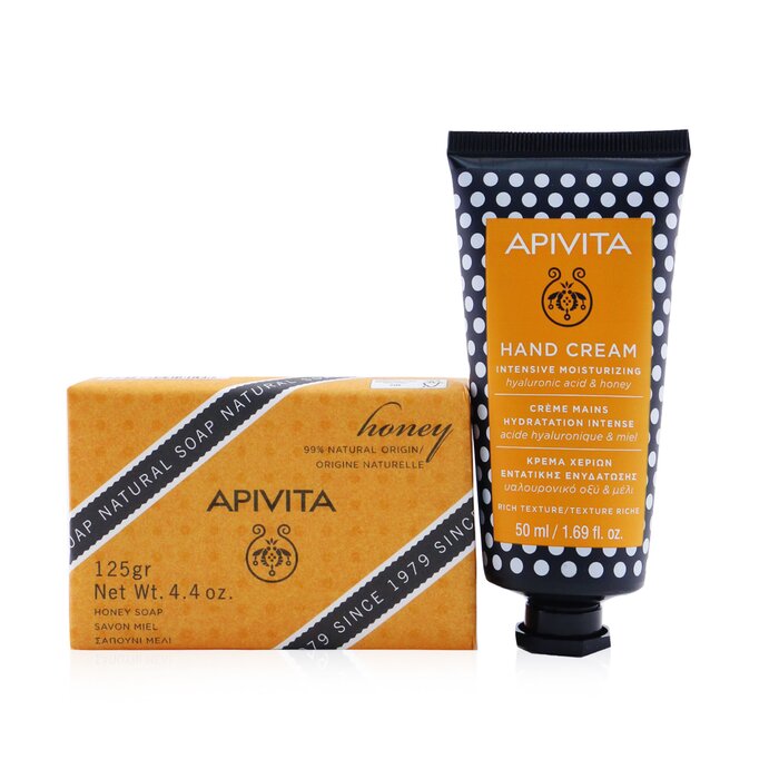 【月間優良ショップ】 アピヴィータ Apivita Bee Protective Honey Set: Hand Cream Hyaluronic Acid & Honey 50ml+ Natural Soap Honey 125g 2pcs【海外通販】