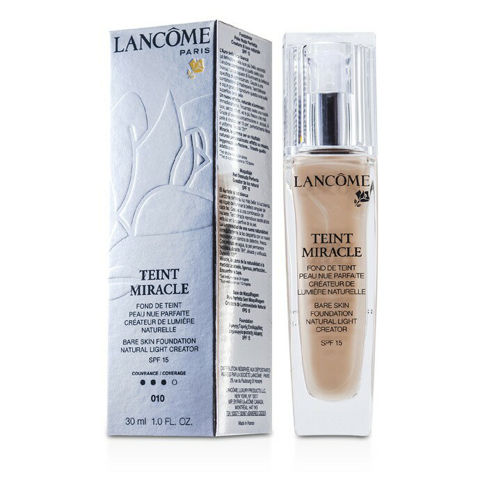 ランコム Lancome タンミラク リキッドファンデーション ナチュラルライトクリエーター SPF 15 - # 010 Beige Porcelaine 30ml/1oz【海外通販】