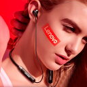 正規品 純正 レノボLenovoイヤホンBT5.0スポーツ防汗ヘッドセットiPhone用のマイク付き磁気イヤフォンをキャンセルするワイヤレスランニングヘッドフォ...