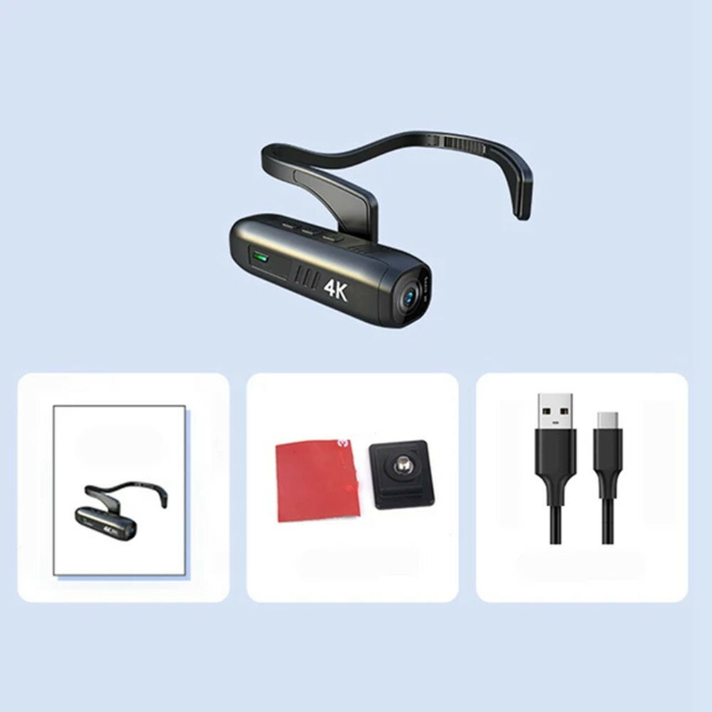 4K 30FPS ヘッドマウントカメラ ウェアラブル WiFi ビデオカメラ ビデオカメラ ウェブカメラ 120° 広角レンズ 手ぶれ防止 内蔵バッテリー Vl...