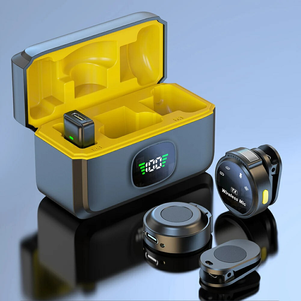 【新型 VLOG 】ラペルマイク ワイヤレスマイク- 高度なノイズ低減機能と 2.4G ワイヤレス技術を搭載したデュアルクリップオンマイク 遅延なし、ディスク型...