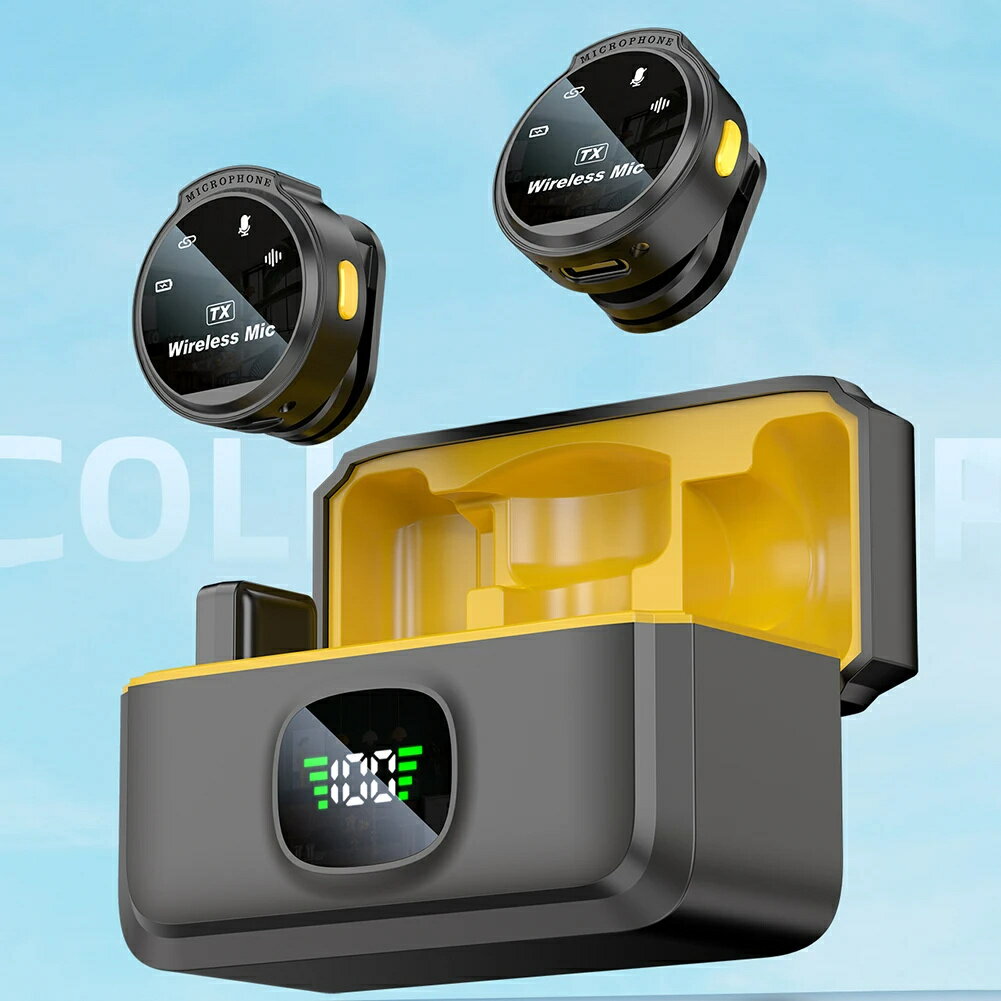 【新型 VLOG 】ラペルマイク ワイヤレスマイク- 高度なノイズ低減機能と 2.4G ワイヤレス技術を搭載したデュアルクリップオンマイク 遅延なし、ディスク型...