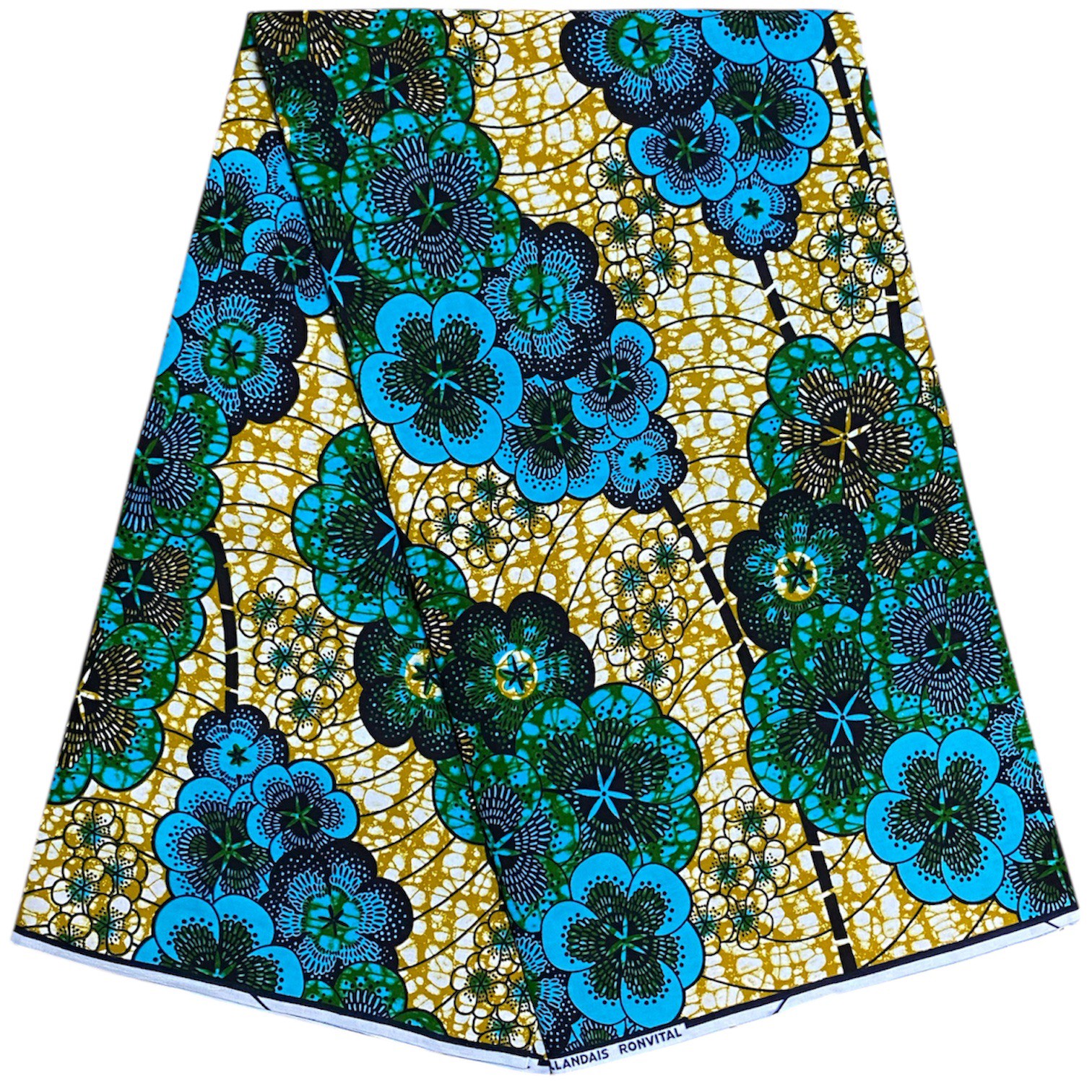 【90cm〜】アフリカ布　アフリカンファブリック　アフリカンプリント　アフリカンバティック　アンカラ　カンガ　パーニュ　キテンゲ　生地　布　アフリカ　アフリカン　はぎれ　エスニック　ハンドメイド　ハンドメイド素材　手芸　素材　コットン　綿　花　花柄　青