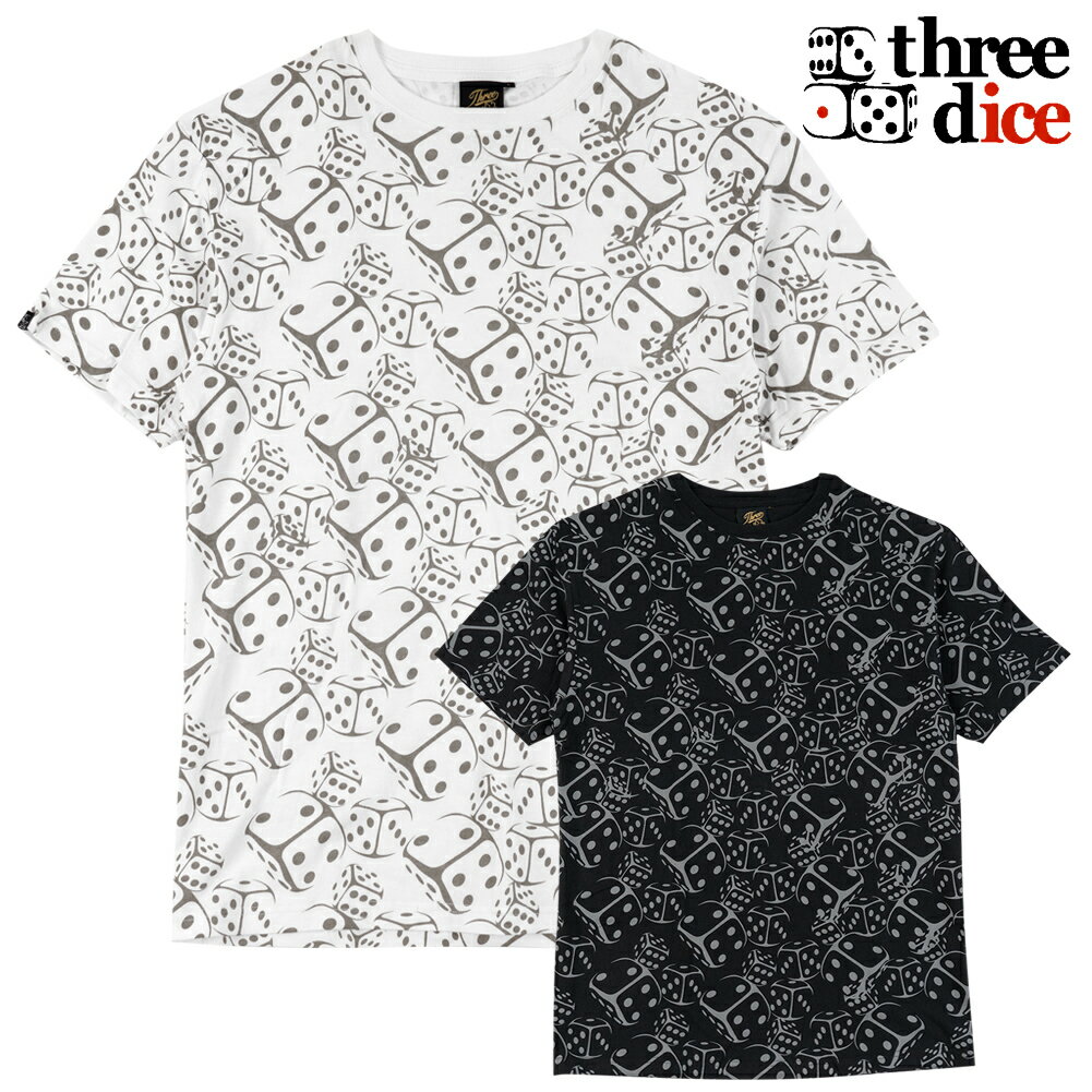  THREE DICE Tシャツ メンズ 綿100 黒/白 M/L TD12SP-001TS