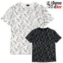  THREE DICE Tシャツ メンズ 綿100 黒/白 M/L TD12SP-001TS