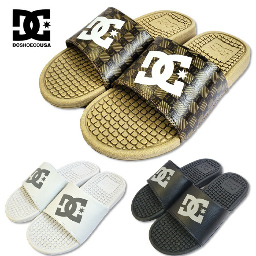 「夏服 セール」DC SHOES シャワーサンダル SK SLIDE メンズ 合成皮革 ベージュ ブラウン モノグラム 黒 白 27cm/28cm スケート ストリート系 DM221603 正規品