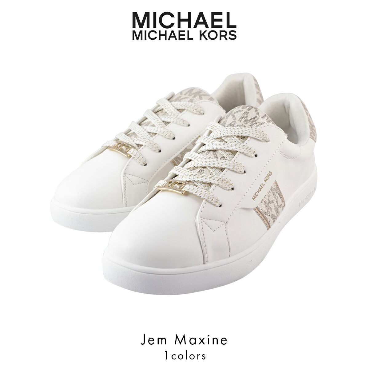 マイケルコース スニーカー Jem Maxine 定番 ミニマル 歩きやすい 合成皮革 ホワイト モノグラム柄 ローカット 22.0cm～23.5cm シンプル キレイめ mk100910のサムネイル