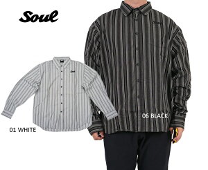 SOUL メンズ 長袖シャツ カジュアルシャツ 大きいサイズ シンプル ストライプ柄 シャツ ホワイト ソル 長袖シャツ 10631301
