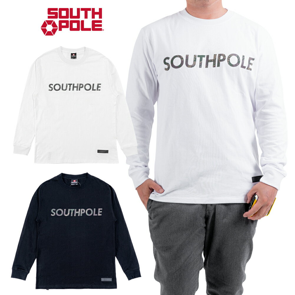  SOUTHPOLE 長袖Tシャツ 迷彩 メンズ 定番 ヘビーウェイト 綿100 ブラック ホワイト L XL 2XL 3XL 大きいサイズ ビッグサイズ B系 ストリート ヒップホップ ダンス 衣装 ファッション