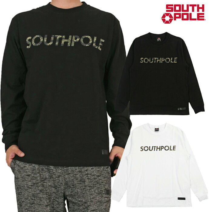 [ 期間限定セール ] SOUTHPOLE 長袖Tシャツ ロゴ メンズ b系 ヘビーウェイト 綿100 白 黒 大きいサイズ 正規品 11931002