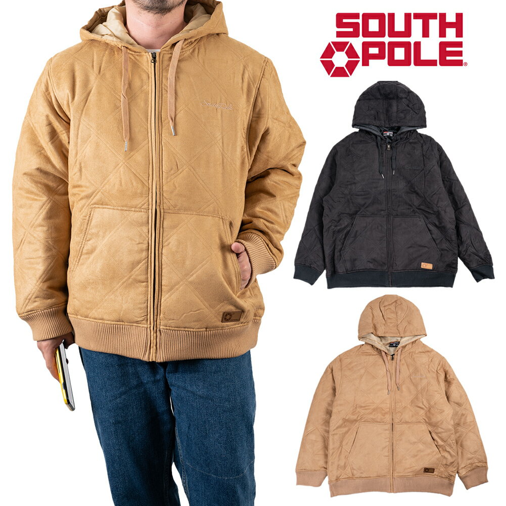 【セール】 SOUTHPOLE スウェード 中綿ジャケット メンズ ポリエステル 黒 ベージュ L-3XL 大きいサイズ ストリート HIPHOP 正規品