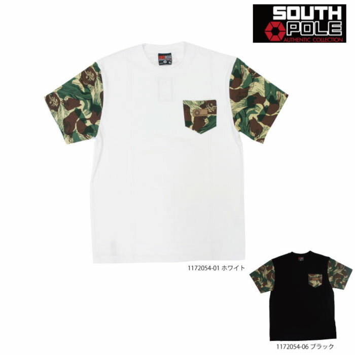  SOUTHPOLE 半袖Tシャツ ポケット付き メンズ b系 ヘビーウェイト 綿100 黒 白 大きいサイズ 正規品 11722054