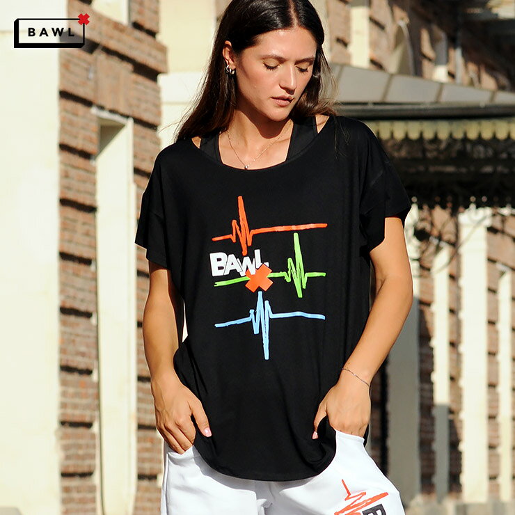 BAWL 正規品 ボウル Tシャツ 半袖 トップス グラフィック ロゴ イタリア 直輸入 レディース エクササイズ フィットネス ジム スポーツ ダンス ヨガ ウェア ブラック