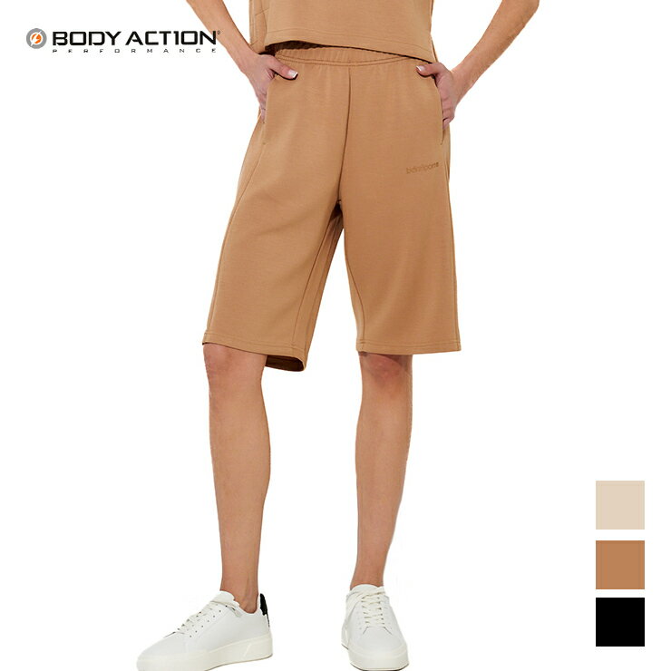 樂天商城 - BODY ACTION 正規品 ボディアクション パンツ ボトム バミューダパンツ ワイド ハーフパンツ ストレッチ 吸湿性 海外 直輸入 レディース エクササイズ フィットネス ジム スポーツ ダンス ヨガ ウェア ブラック ベージュ ブラウン