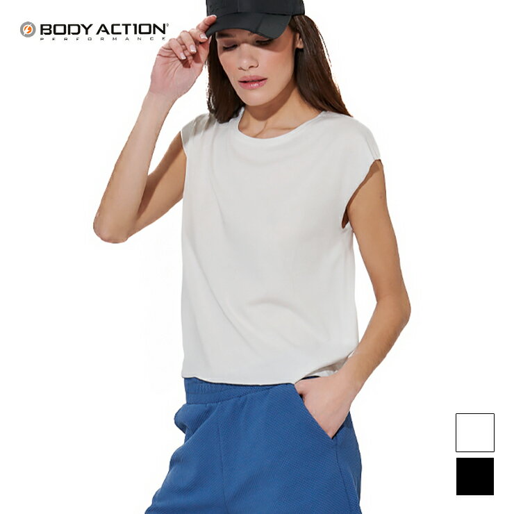 樂天商城 - BODY ACTION 正規品 ボディアクション トップス Tシャツ フレンチスリーブ キャップスリーブ クロップ丈 短丈 シンプル 海外 直輸入 レディース エクササイズ フィットネス ジム スポーツ ダンス ヨガ ウェア ブラック ホワイト