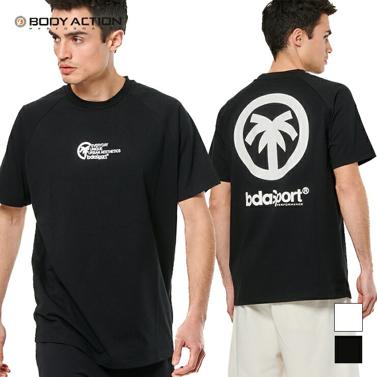 BODY ACTION ボディアクション T-シャツ MENS エクササイズ フィットネス ジム スポーツ ダンス ヨガ ウェア ブラック ホワイト