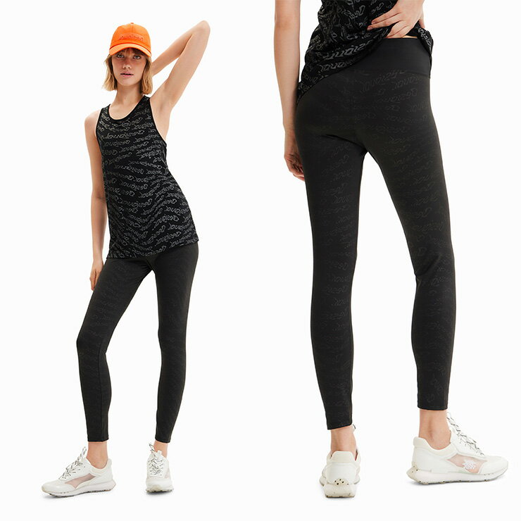 アウトレット Desigual デシグアル ロゴ スポーツ ELISABET レギンス BLACK Sサイズ Mサイズ