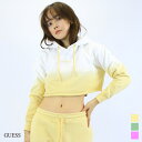 アウトレット GUESS ゲス ANISE クロップフーディー スウェット パーカー LIME/WHITE PINK/WHITE YELLOW/WHITE Sサ...