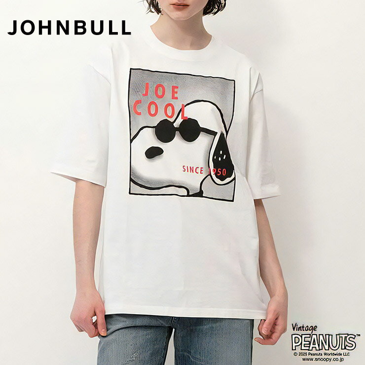 JOHNBULL ジョンブル 正規品 PEANUTS JOE COOL Tシャツ ピーナッツ スヌーピー グラフィック エクササイズ フィットネス ジム スポーツ ダンス ヨガ ウェア ホワイト