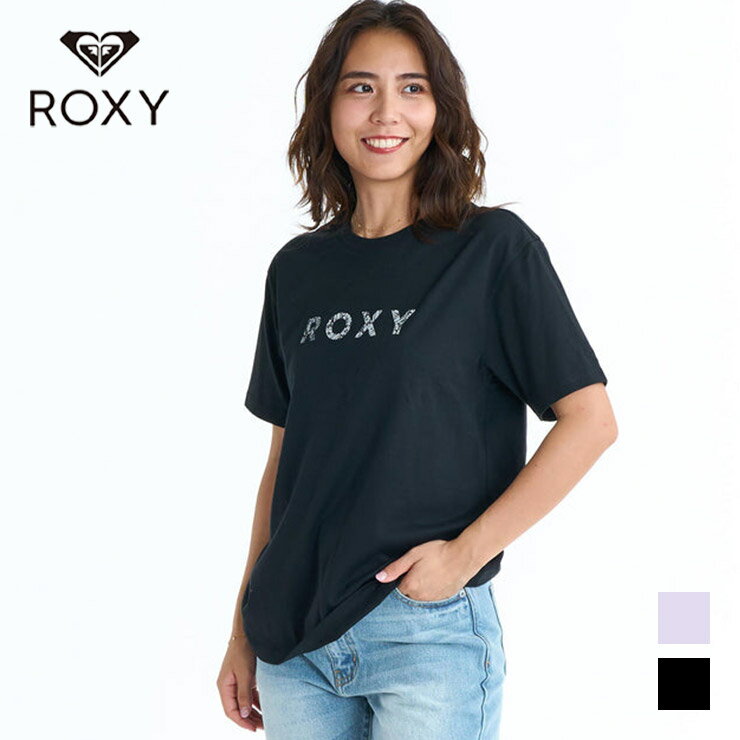 樂天商城 - ROXY 正規品 ロキシー Tシャツ 半袖 2026春夏 定番シルエット ロゴ ペイズリー 綿 レディース エクササイズ フィットネス ジム スポーツ ダンス ヨガ ウェア ブラック パープル RST261091