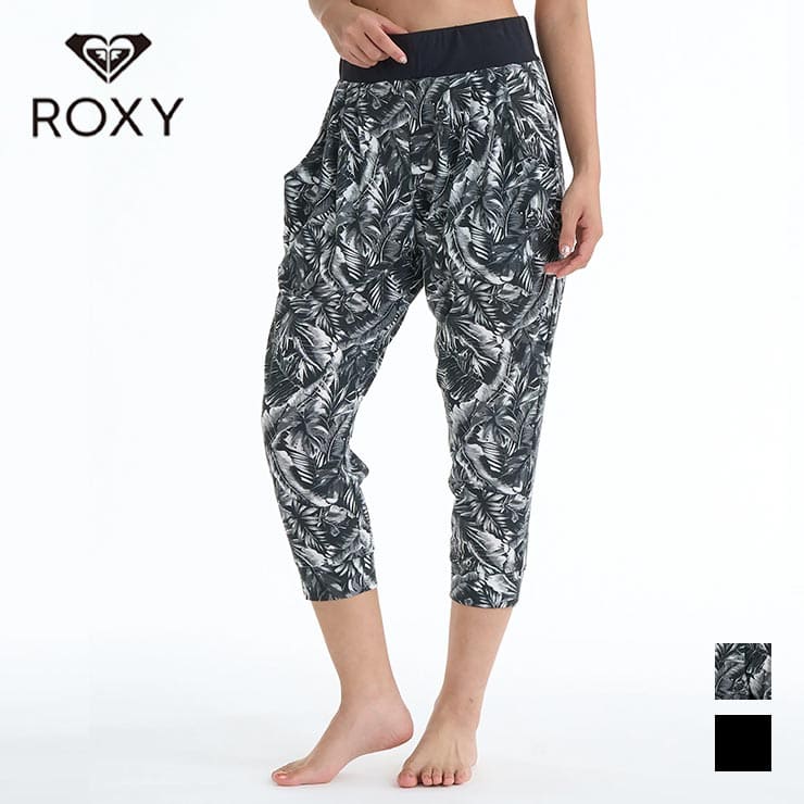 Pants - ROXY 正規品 ロキシー ロングパンツ FITNESS CALM MOTION PANTS ストレッチ 吸水速乾 レディース エクササイズ フィットネス ジム スポーツ ダンス ヨガ ウェア ブラック マルチカラー RPT261523