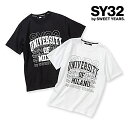 SY32 エスワイ32 ロゴ Tシャツ COLLEGE MIX BLACK WHITE Lサイズ XLサイズ