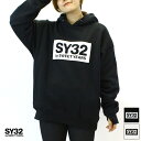 アウトレット SY32 by SWEET YEARS エスワイ32 ユニセックス 裏起毛 ビッグシルエット ボックスロゴ フーディー パーカー BLACK WHITE Sサイズ Mサイズ Lサイズ XLサイズ