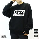 アウトレット SY32 by SWEET YEARS エスワイ32 ユニセックス 裏起毛 ビッグシルエット ボックスロゴ プルオーバー BLACK WHITE Sサイズ Mサイズ Lサイズ XLサイズ