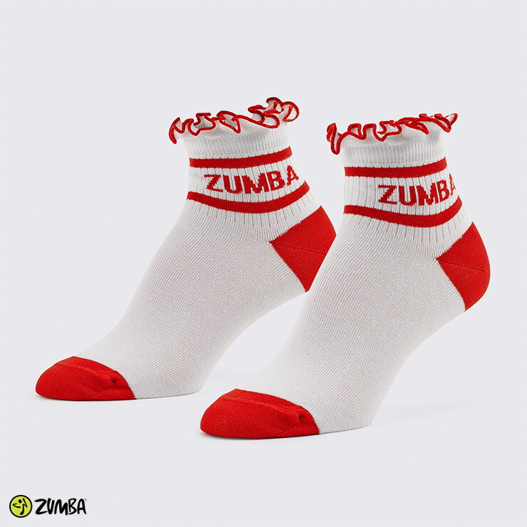 ZUMBA ズンバ 正規品 ソックス 靴下 フリル ホワイト レッド WHITE レッド ONEサイズ